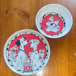 101 Dalmatians Plate and Bowl Set Vintage